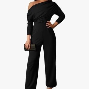 Elegant long sleeve off the shoulder jumpsuit